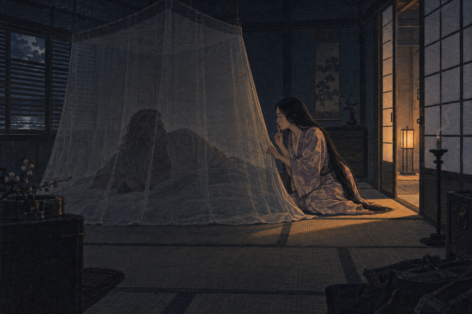 A whisper at the mosquito net