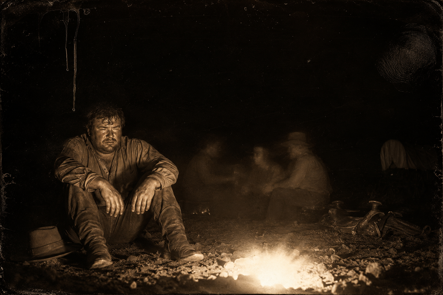 Allen O'Brien, silent all day, sitting by the fire crying while the others talk of memorable deaths.