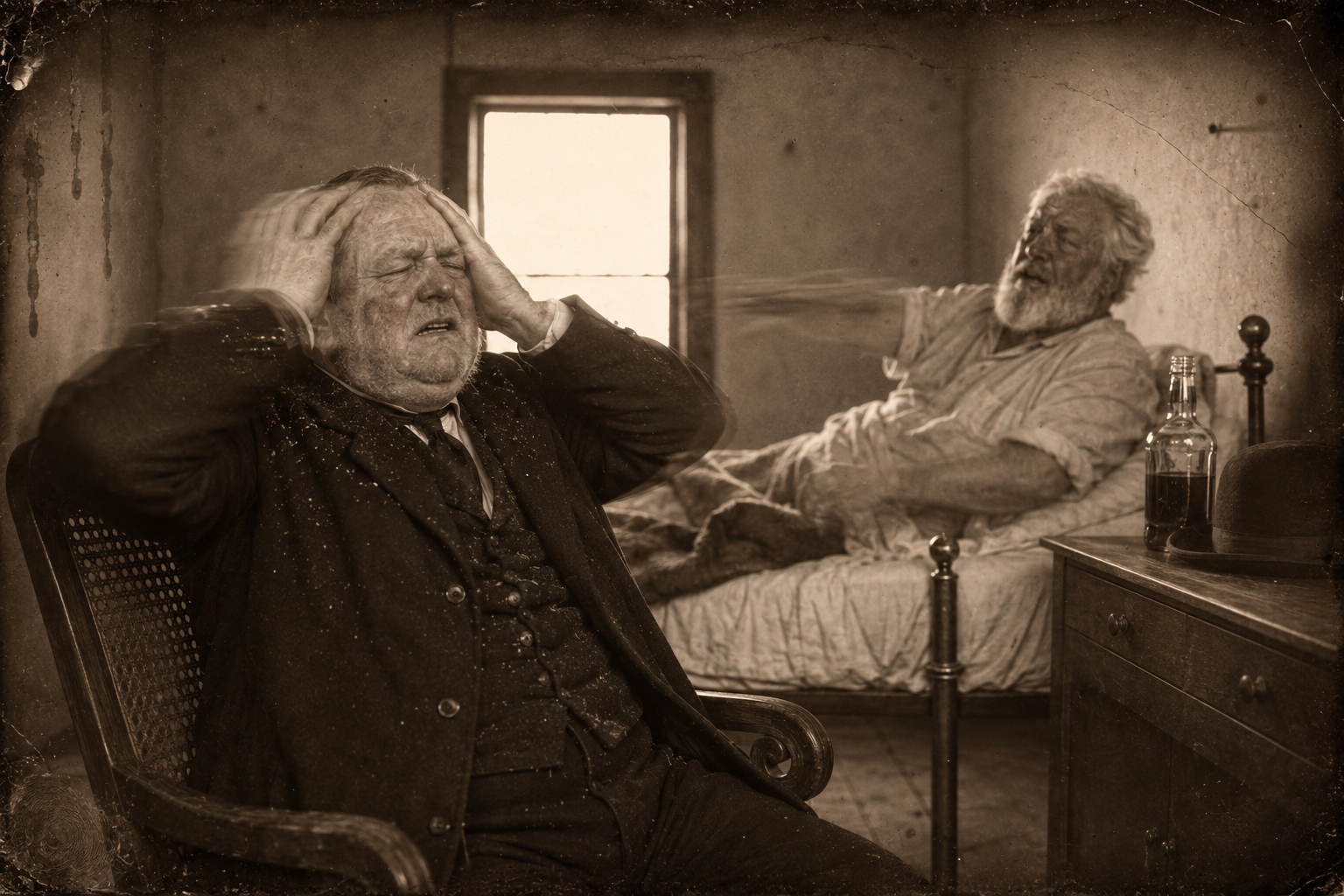 Mobley jerks awake with both hands on his head, and Augustus asks for the whiskey.