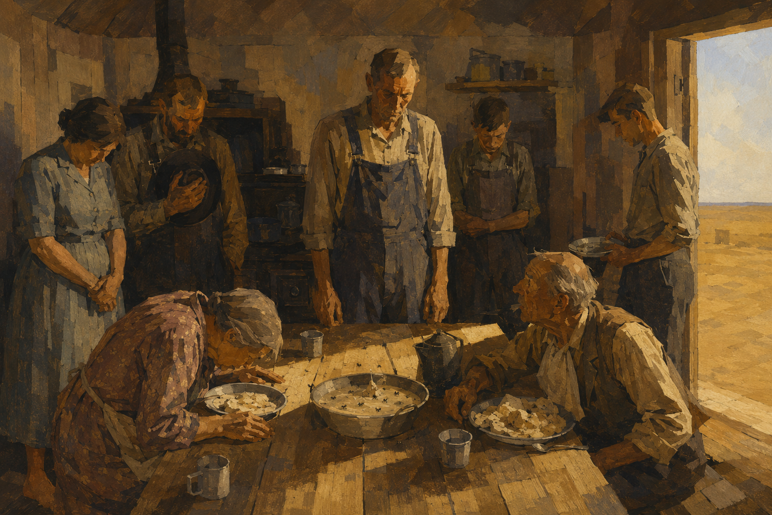 Casy's grace in the crowded kitchen