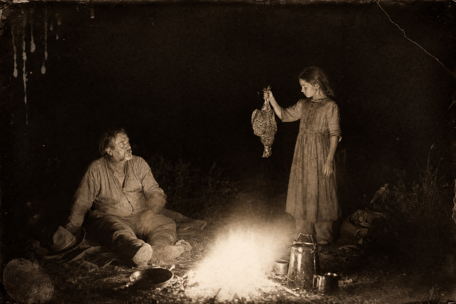 Five minutes after vanishing from the night camp, Janey comes back with a fat brownish bird Roscoe has never seen before, and tells him it is a prairie chicken.