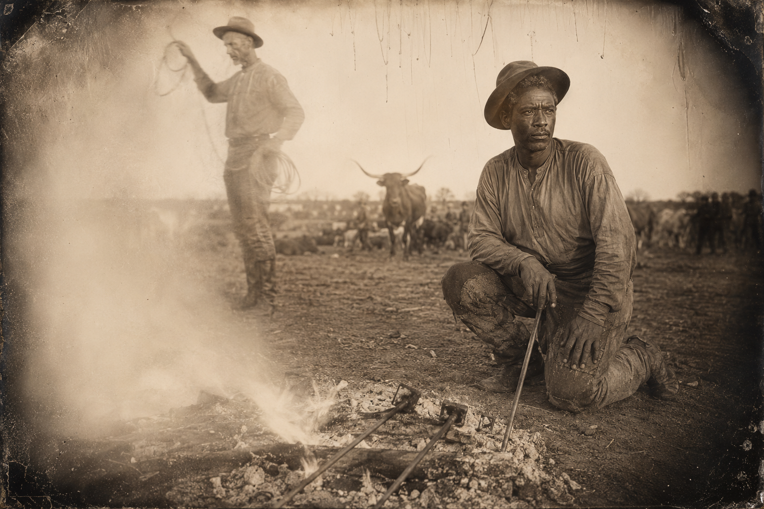 Morning at the branding fires, and Deets keeping his foreboding to himself — a patched-together crew, half-broke horses, and April nearly gone.