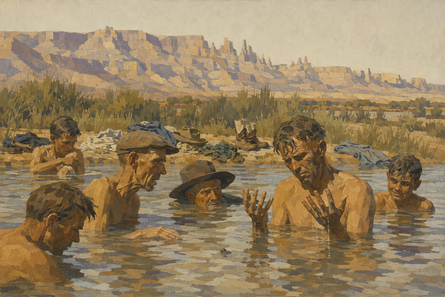 The man from Pampa in the water
