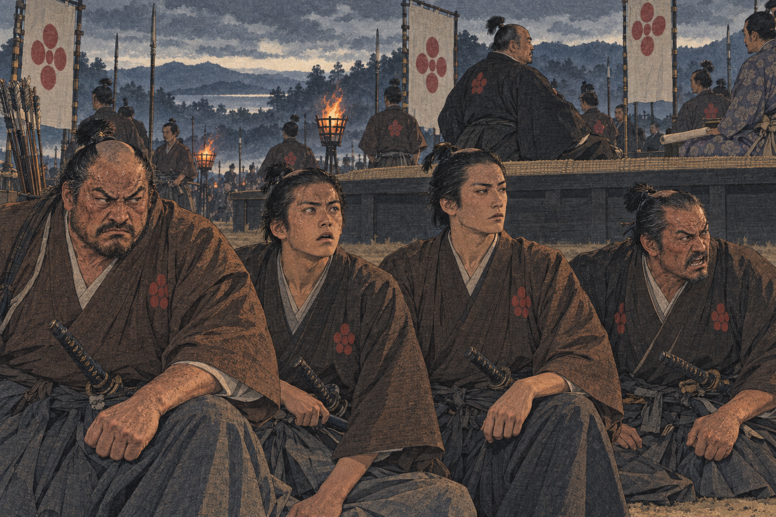 Four faces hear the surrender