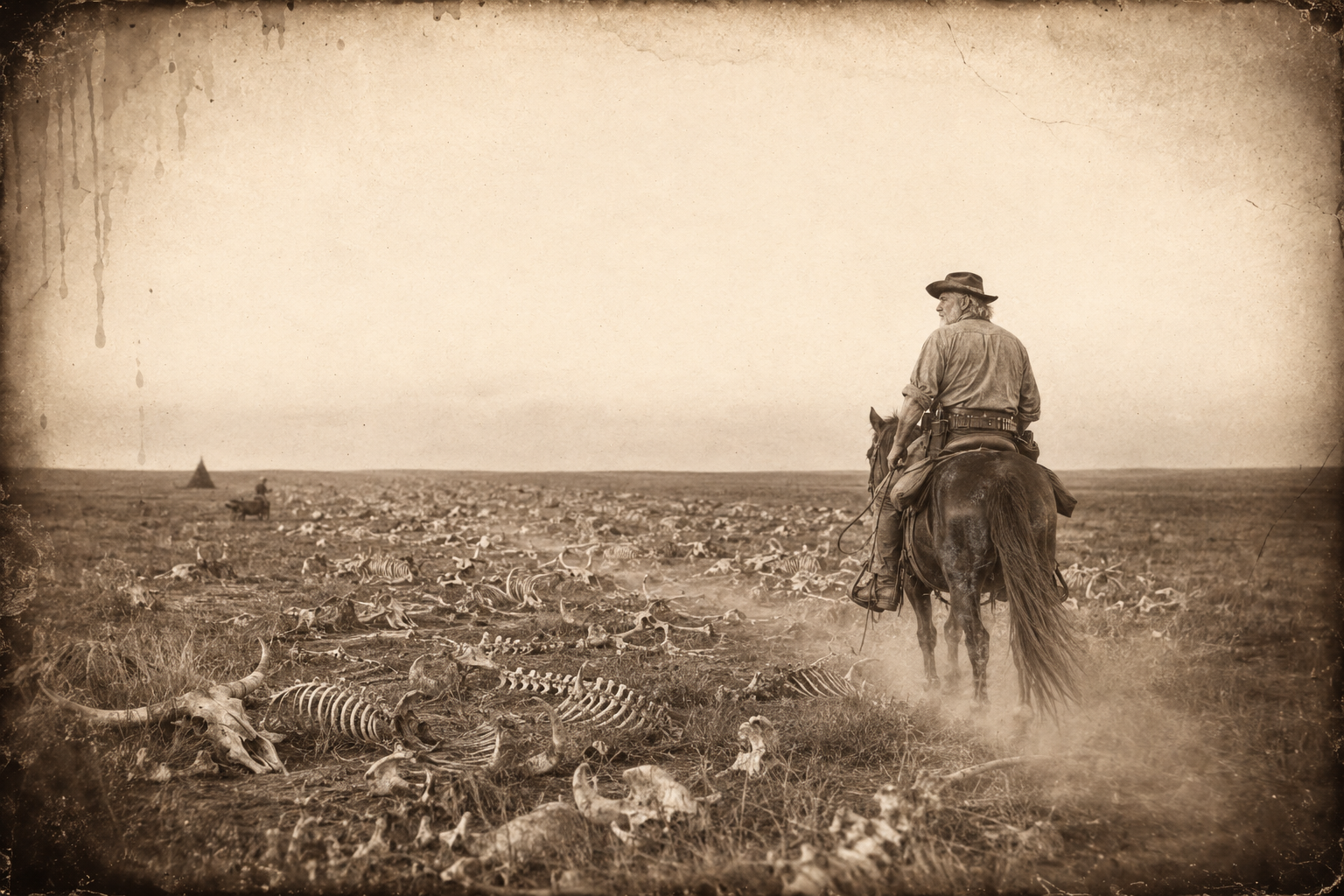 As the sun lights the grass, Augustus rides east along the road of buffalo bones, admitting to himself that he prefers folly to sense.