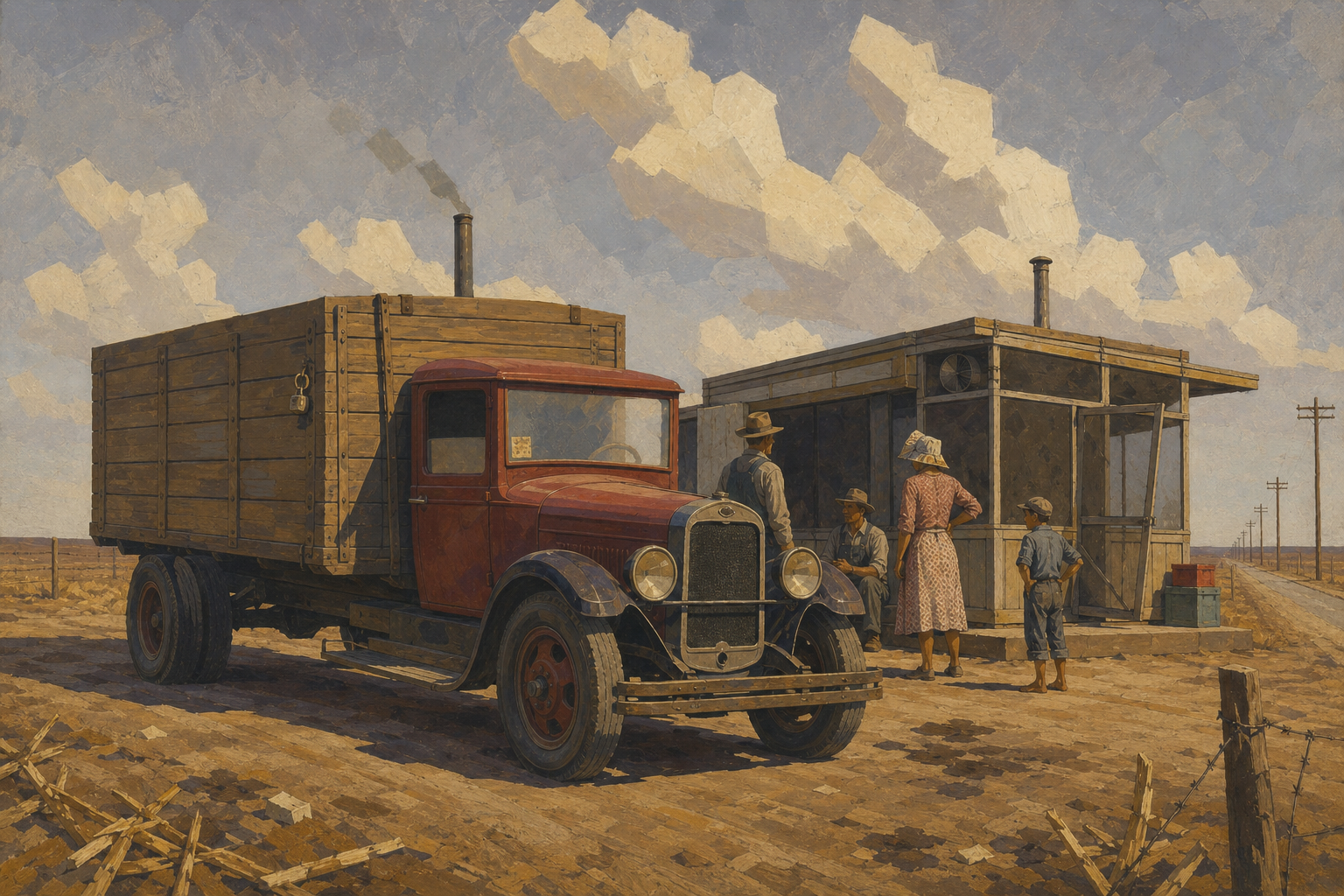 The red truck at the roadside restaurant