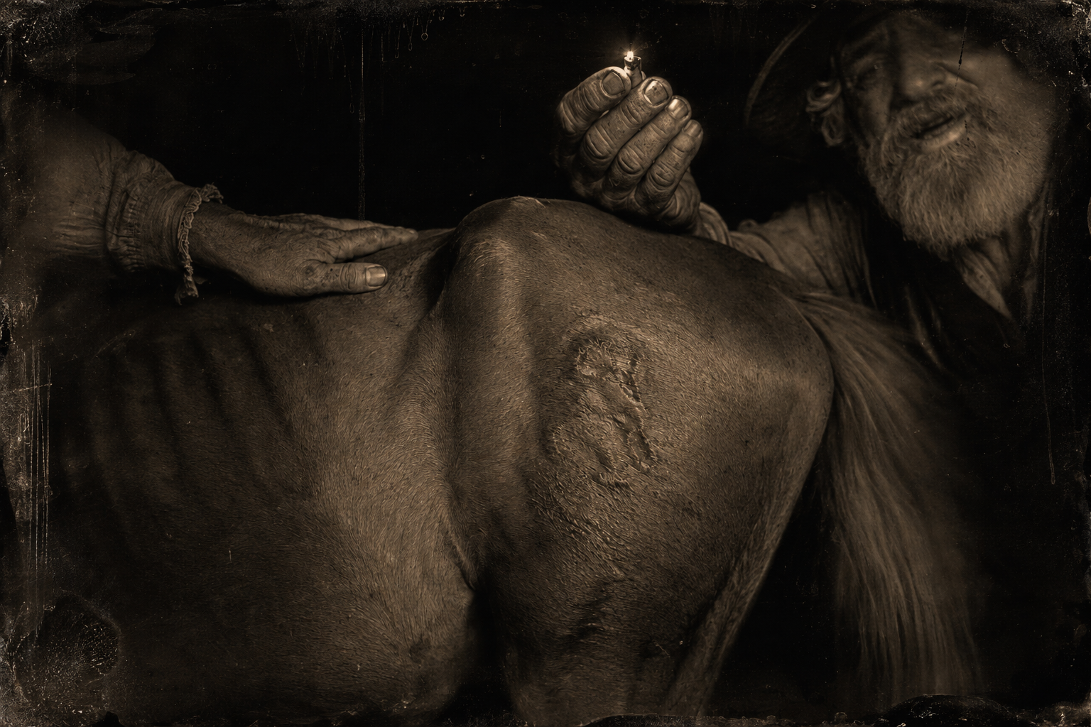 The brands on the left hips — the horses they came to steal are Wilbarger's, already stolen, and they are returning property instead of taking it.