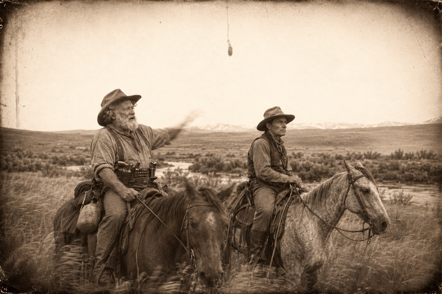Riding together past Crazy Woman Creek, Augustus tells Call they were fools for living the lives they lived; Call says he has enjoyed his.