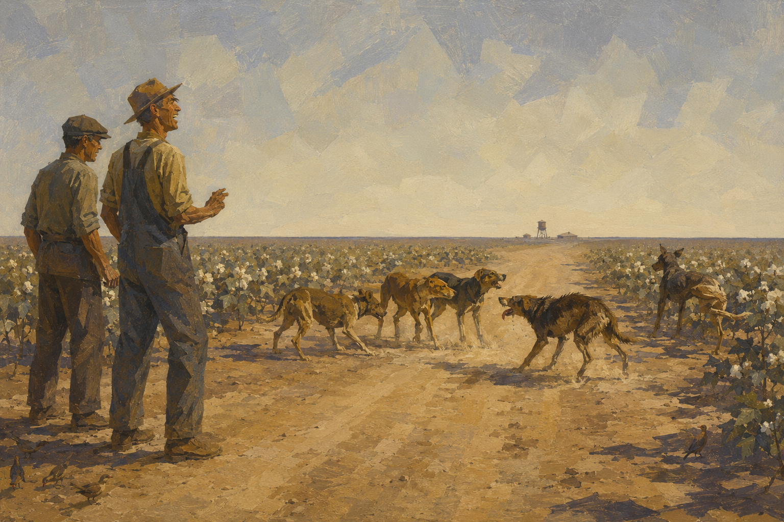 The committee of dogs in the road