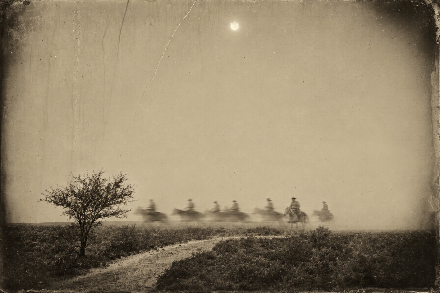 The seven riders cross the river into Coahuila and strike southeast at a long trot, into country that seems to contain nothing except itself.