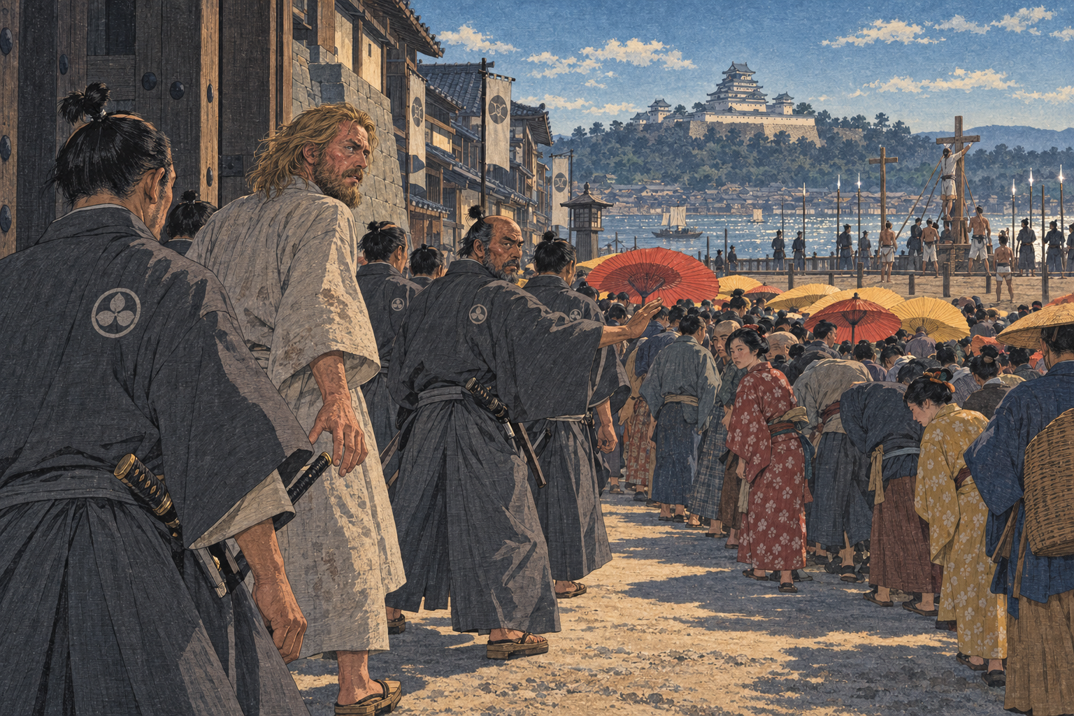 The escort turns from the crosses