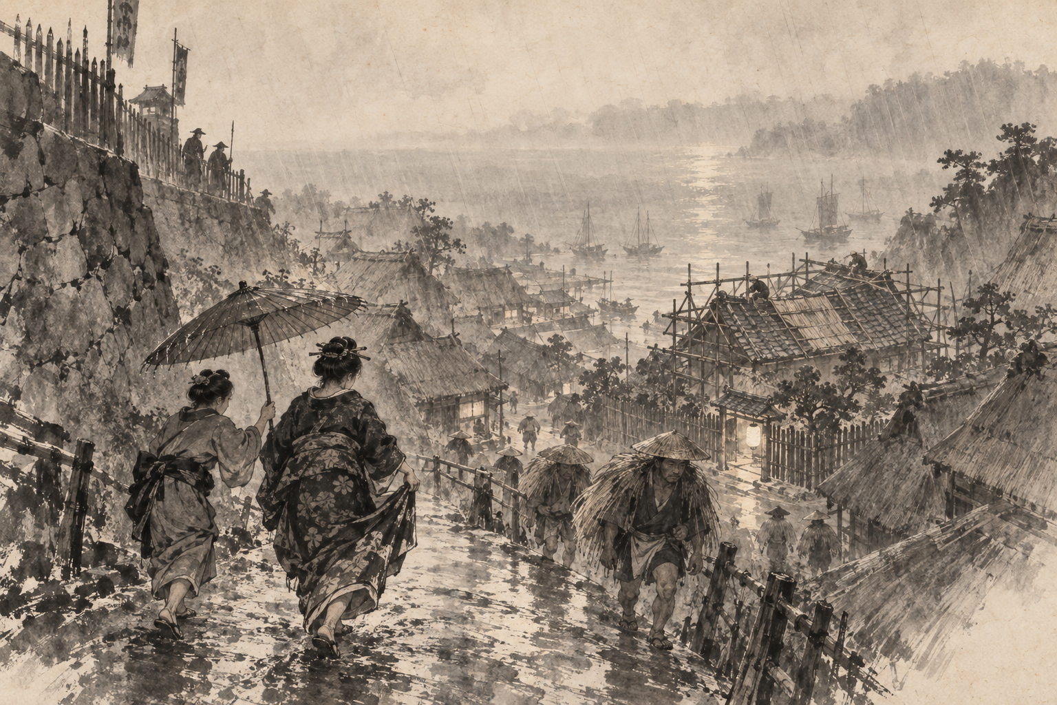 Gyoko hurries home through the rain