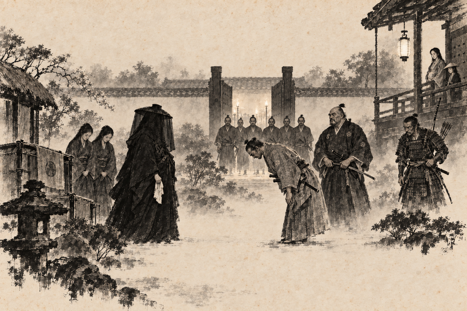 Ishido bows to the veiled lady