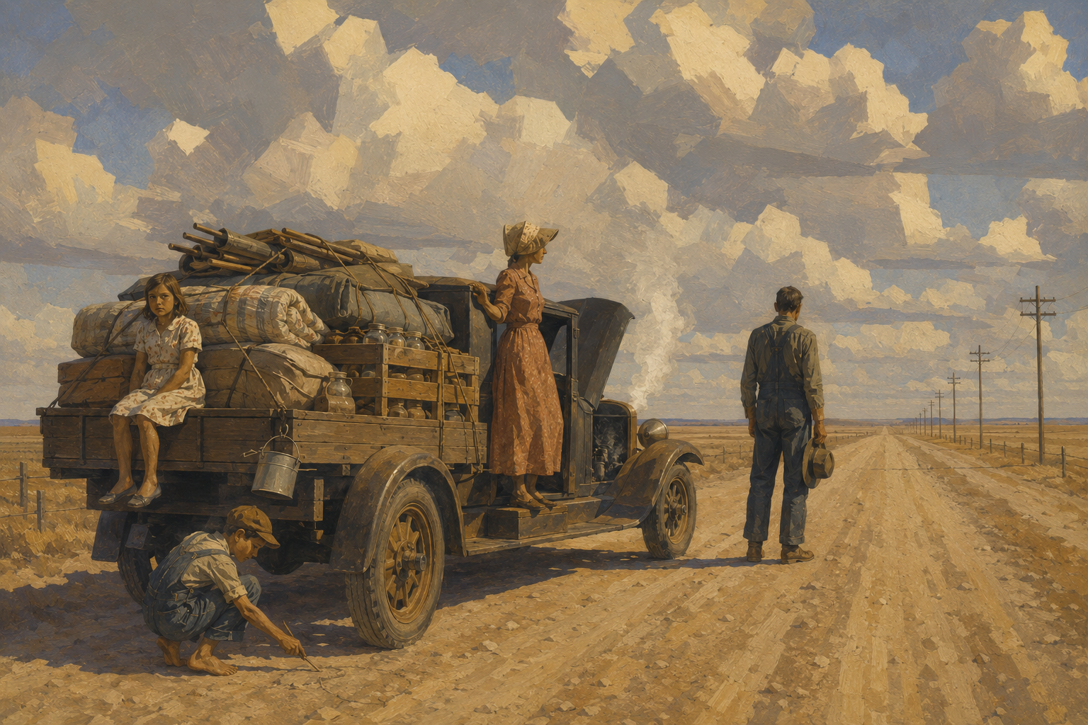 One family alone on the highway west