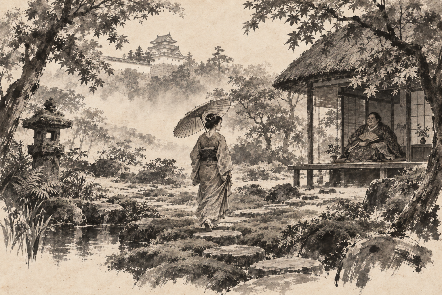 Mariko on the stepping stones