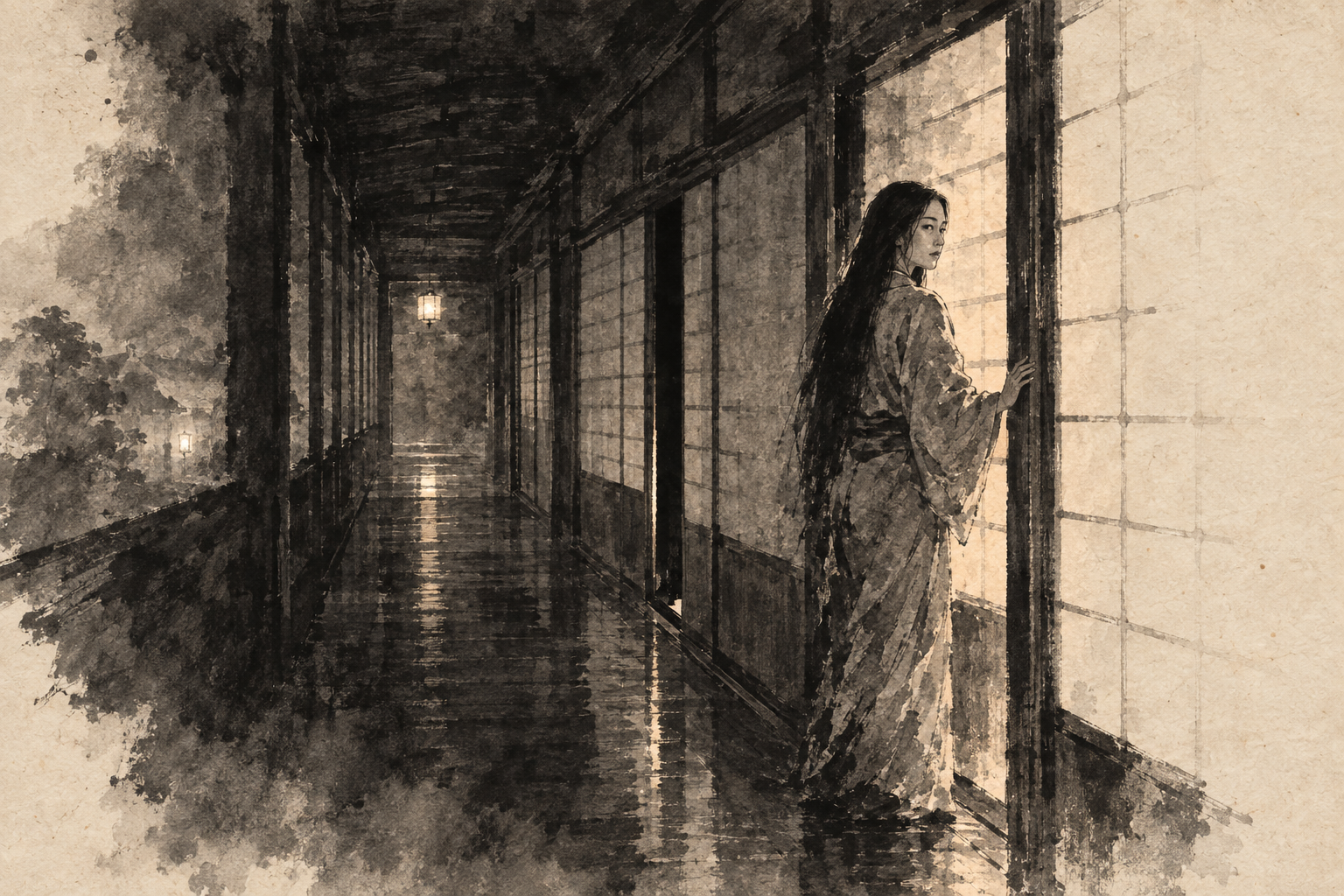 Mariko in the dark corridor