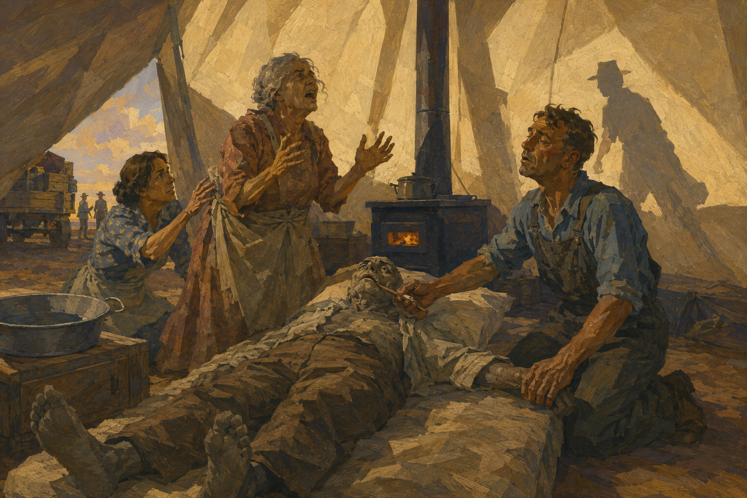 Grampa dies in the Wilsons' tent