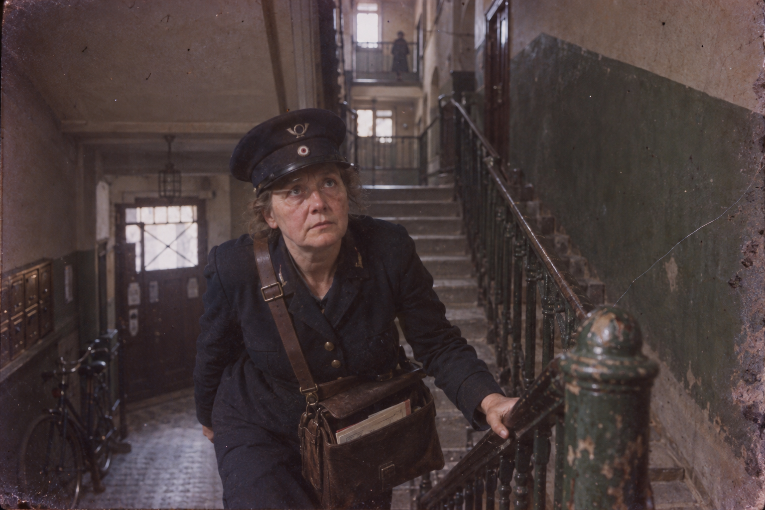 Eva Kluge climbs the stairwell