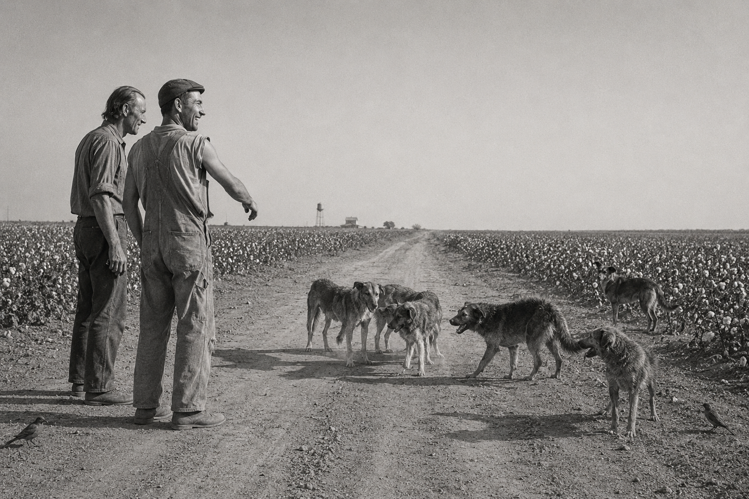 The committee of dogs in the road