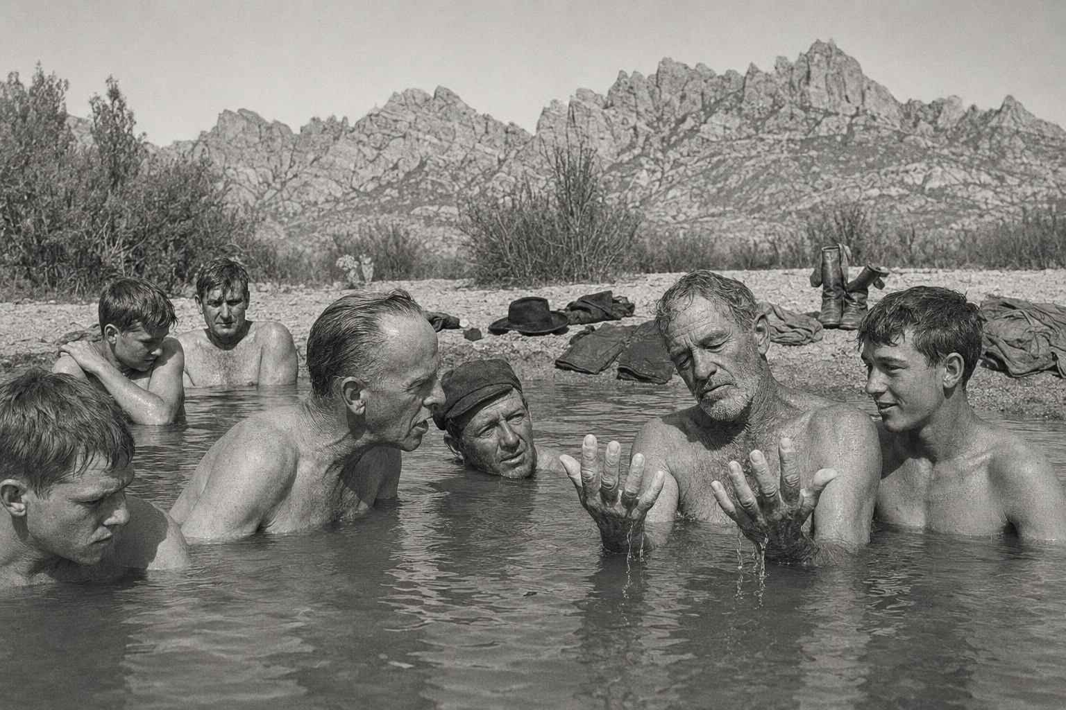 The man from Pampa in the water