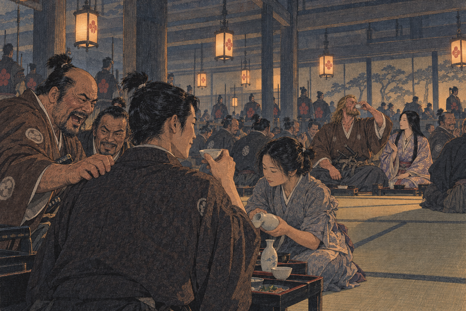 Omi watches the Anjin-san over saké