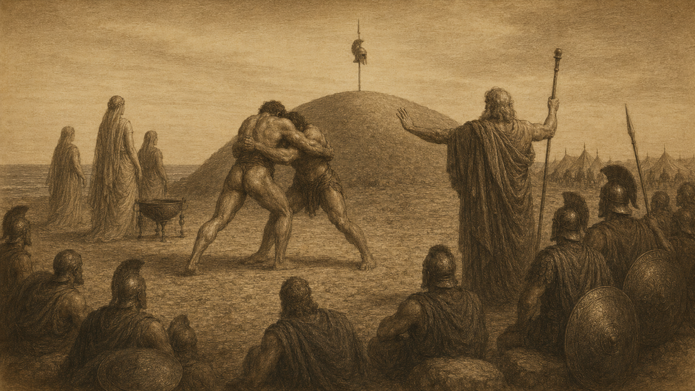 Pen-and-ink: The Funeral Games of Achilles