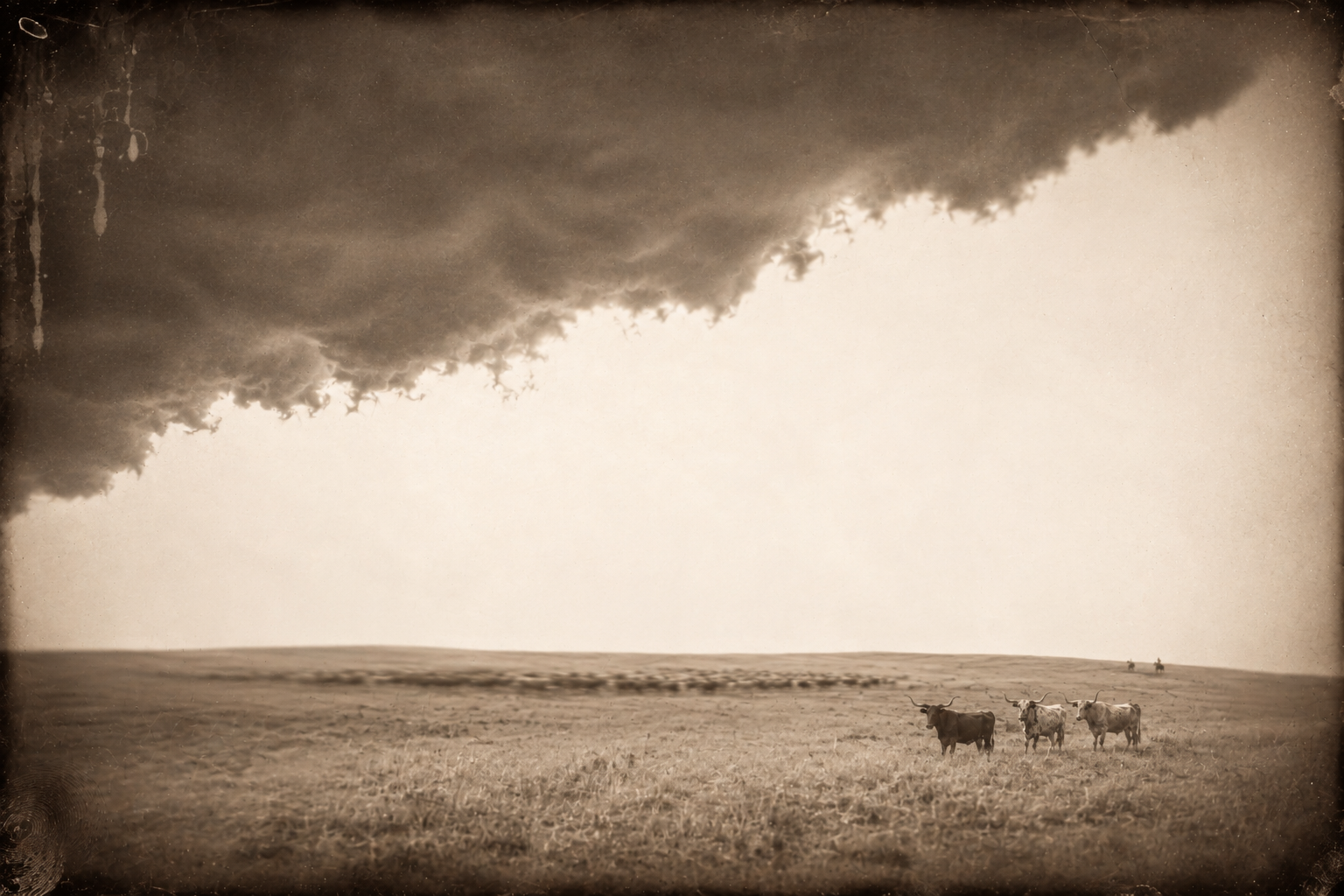 Two days south of the Red River, low black clouds boil out of the northwest over a treeless rolling plain and the fair spring morning turns to water.