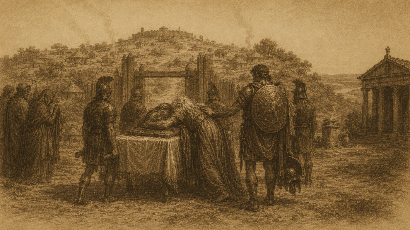 Pen-and-ink: The Funeral of Pallas; the Aristeia and Death of Camilla