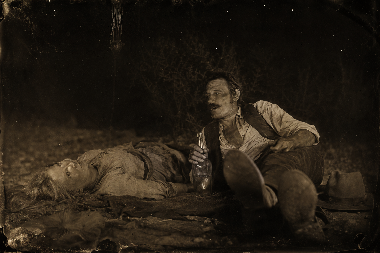 Drunk on the blankets, Jake tells her a fortune-teller said he would hang, that Call once sneaked around with a whore named Maggie, and that Maggie was the one had little Newt — nobody knows whose boy he is.