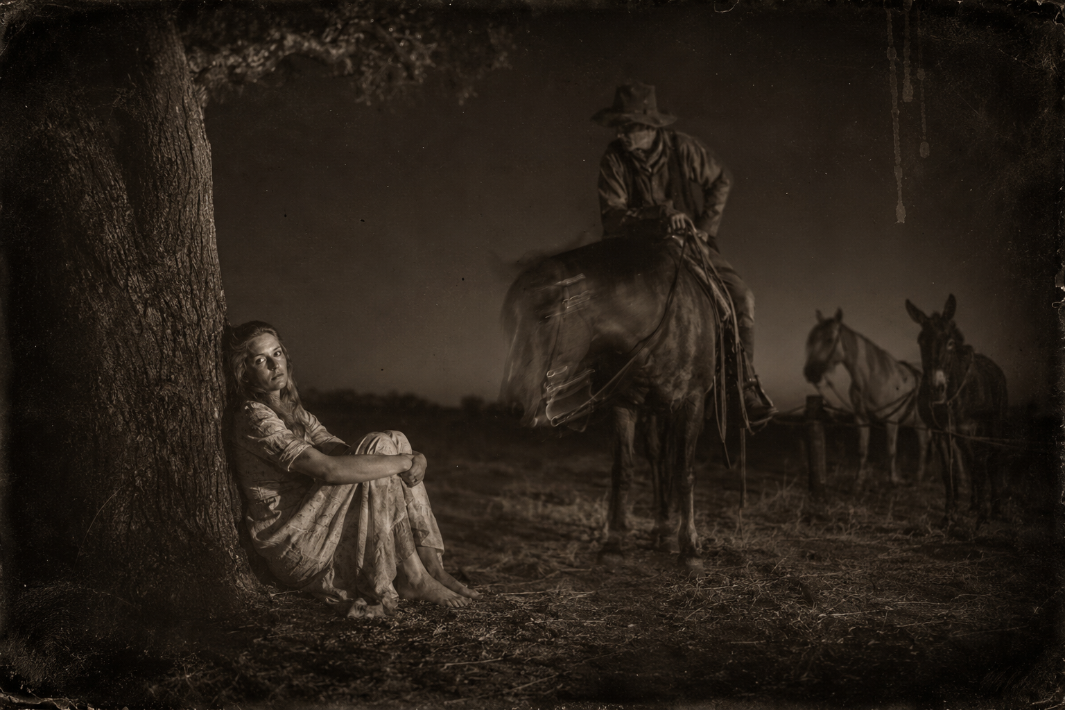 Newt reaches Lorena's camp, finds her sitting with her back against a tree, and forgets everything he had rehearsed saying.