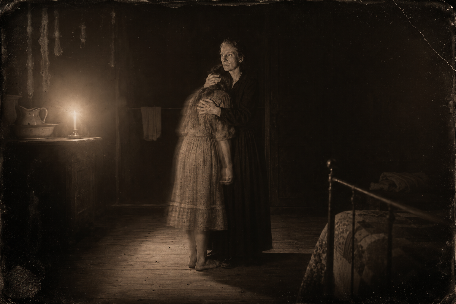 Upstairs, Sally sobs that she is bad because she wanted her father to die, and Clara holds her and says she wanted it too.