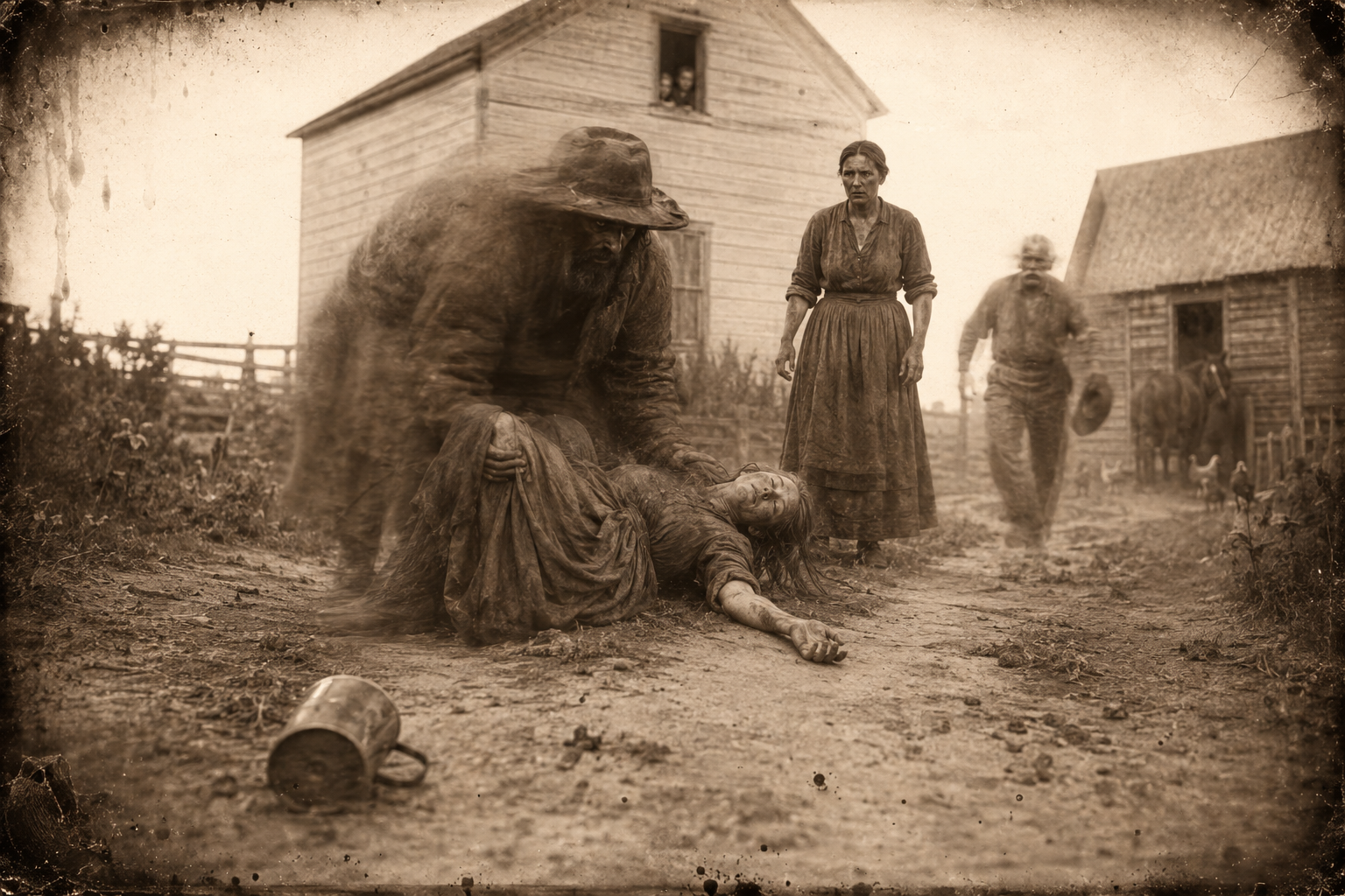 Walking up to the house, Elmira topples sideways onto the trail between house and barn, and Zwey lifts her as easily as if she were a child.