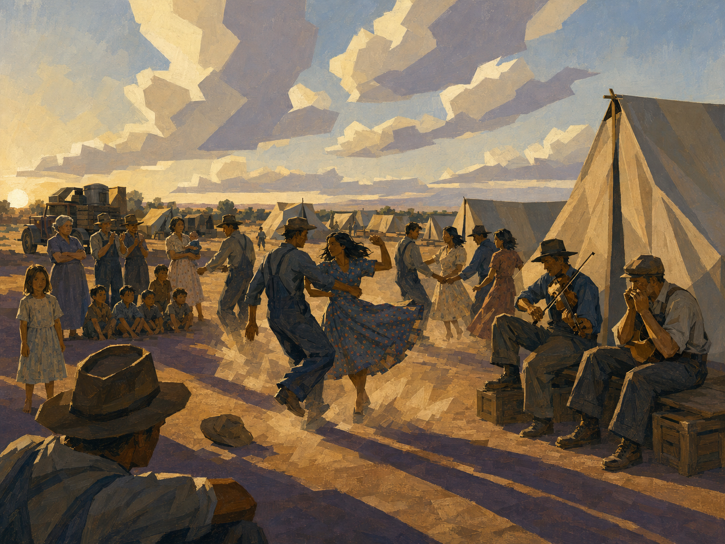 Harmonica, guitar and fiddle, and the square dance