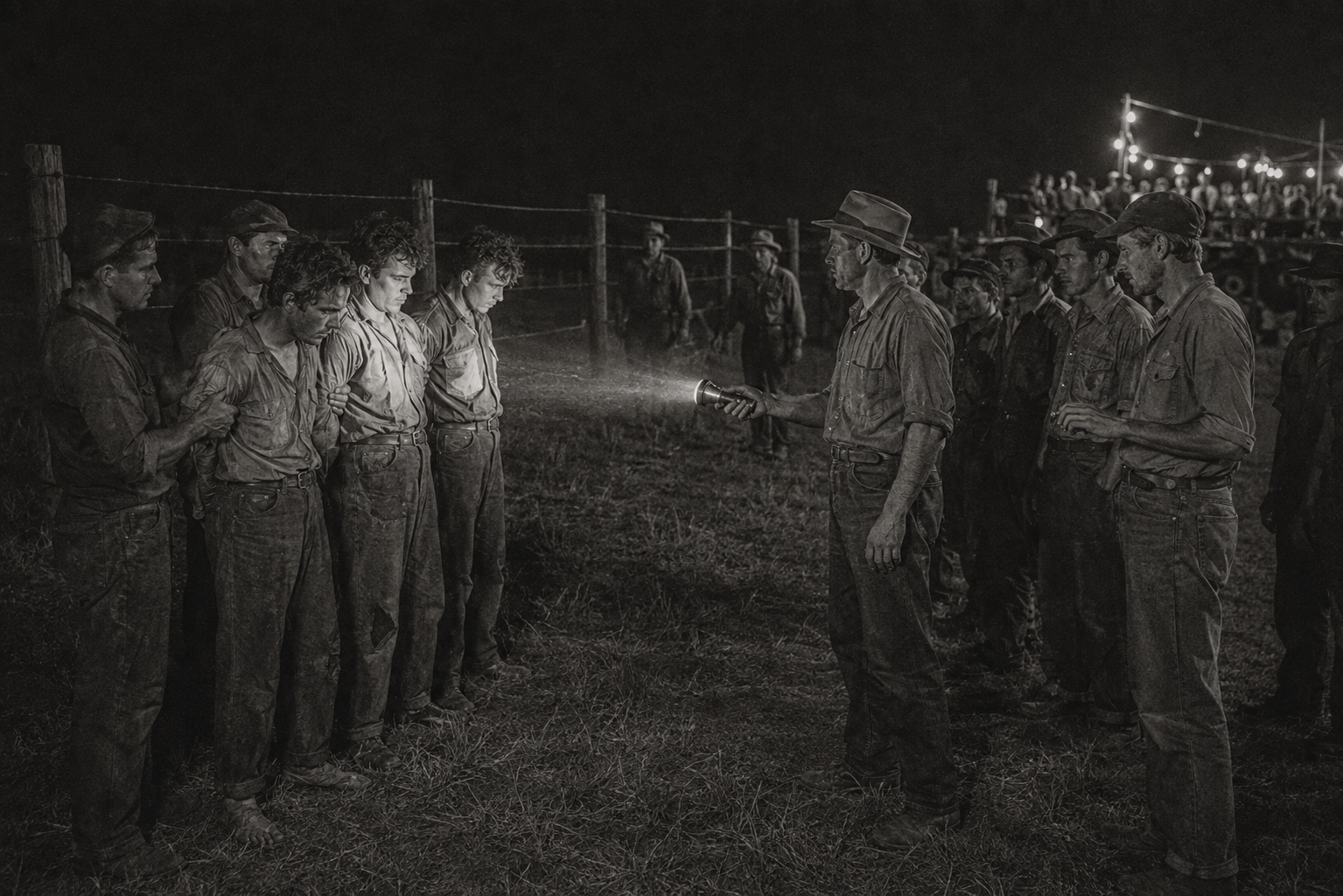 Huston's flashlight, and the back fence