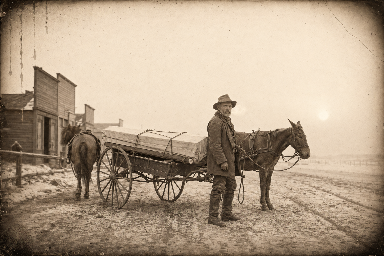 Call leaves Miles City on a bitterly cold morning with the reinforced coffin lashed under canvas to the buggy seat.