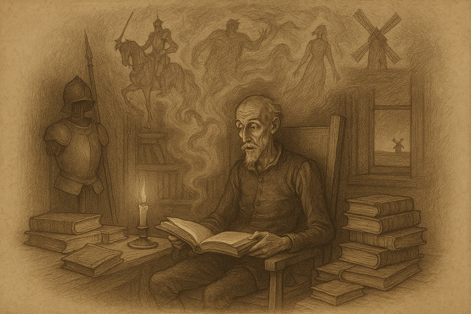 Quixote Read Too Many Books — Don Quixote