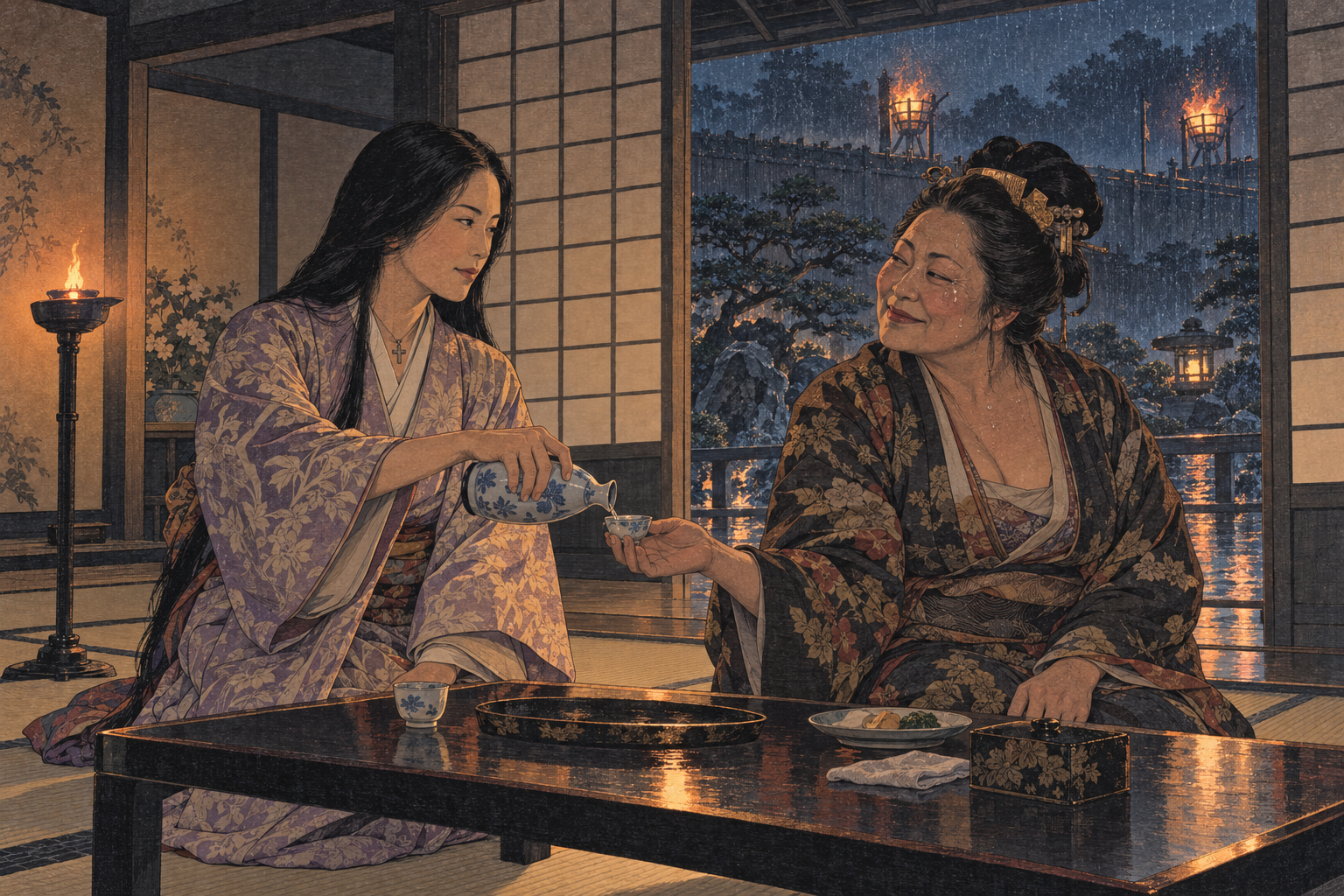 Mariko bargains with the Mama-san