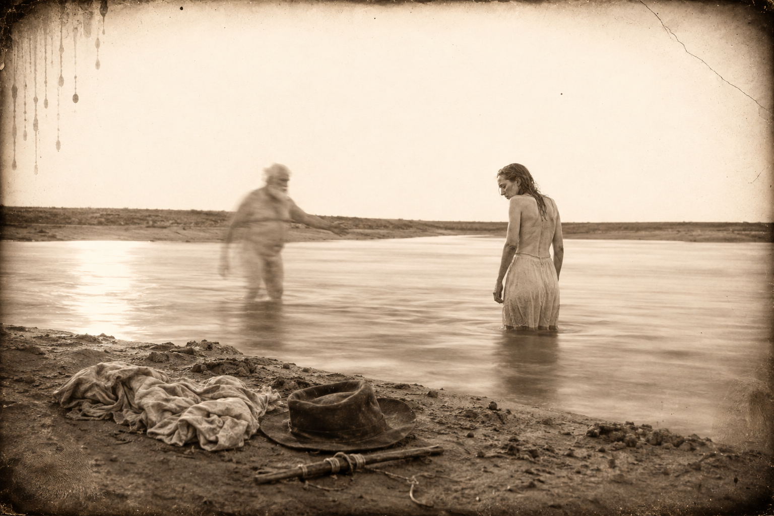 Bathing in the Canadian at the end of the week, the sight of her own clean white skin sets Lorena sobbing, and she stands in the water up to her thighs while Augustus comes off his rock to help her out.