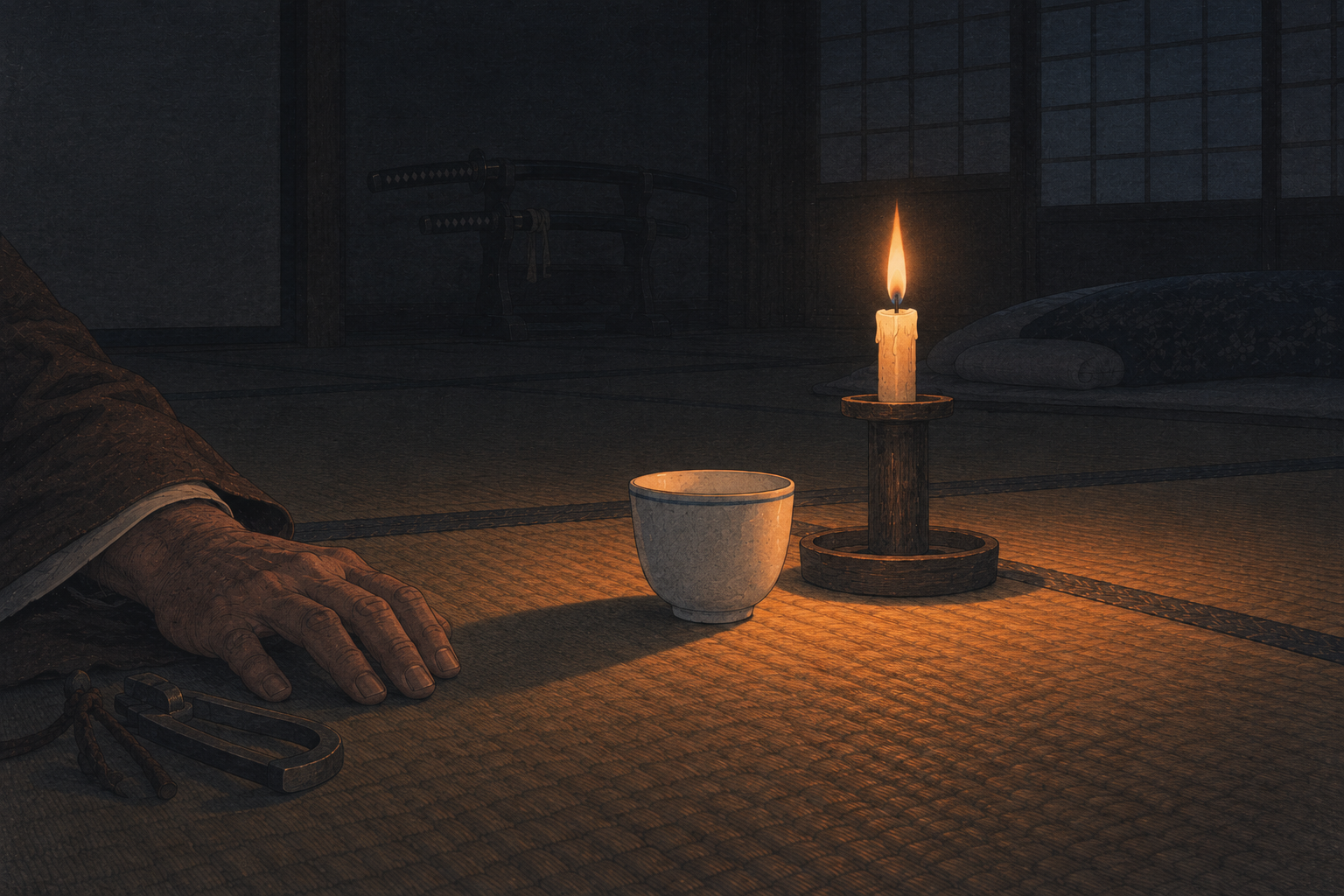 The empty cup by candlelight