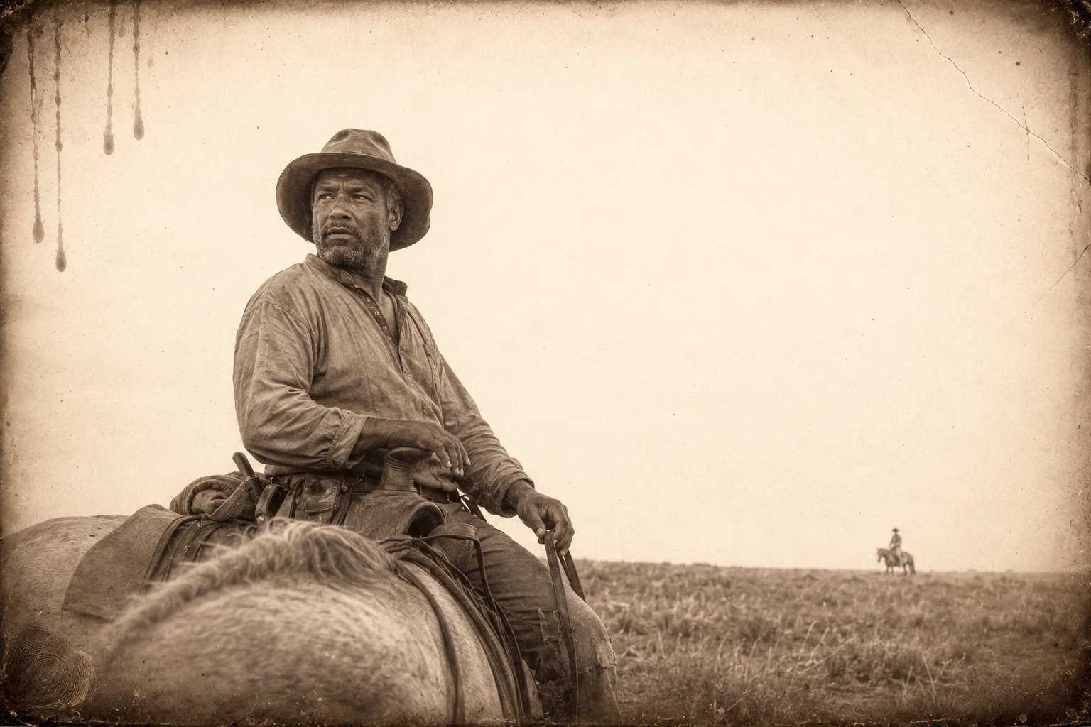 Call finds Deets sitting his horse looking back south across the miles they have come — "Don't like this north. The light's too thin."