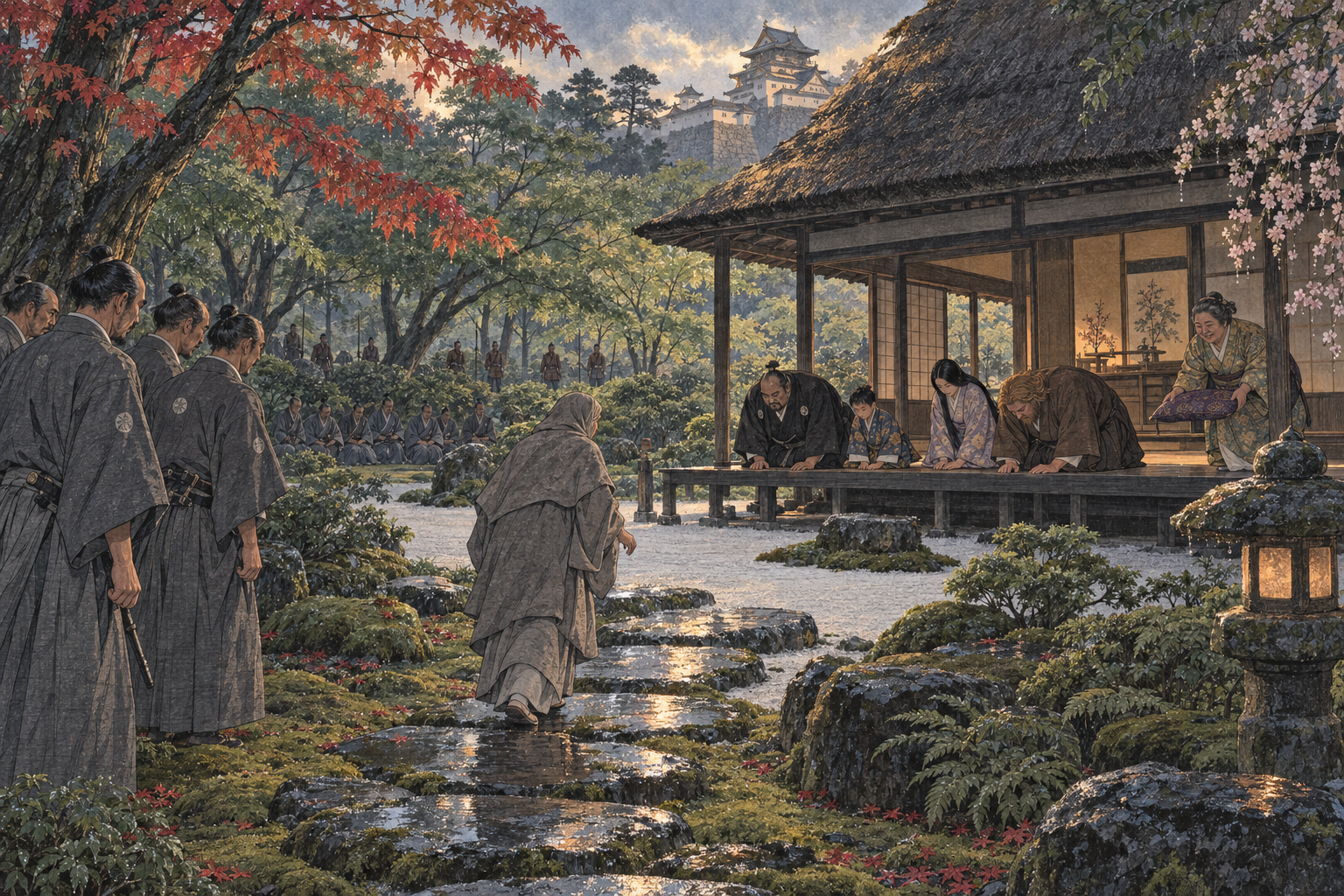 The nun on the stepping stones