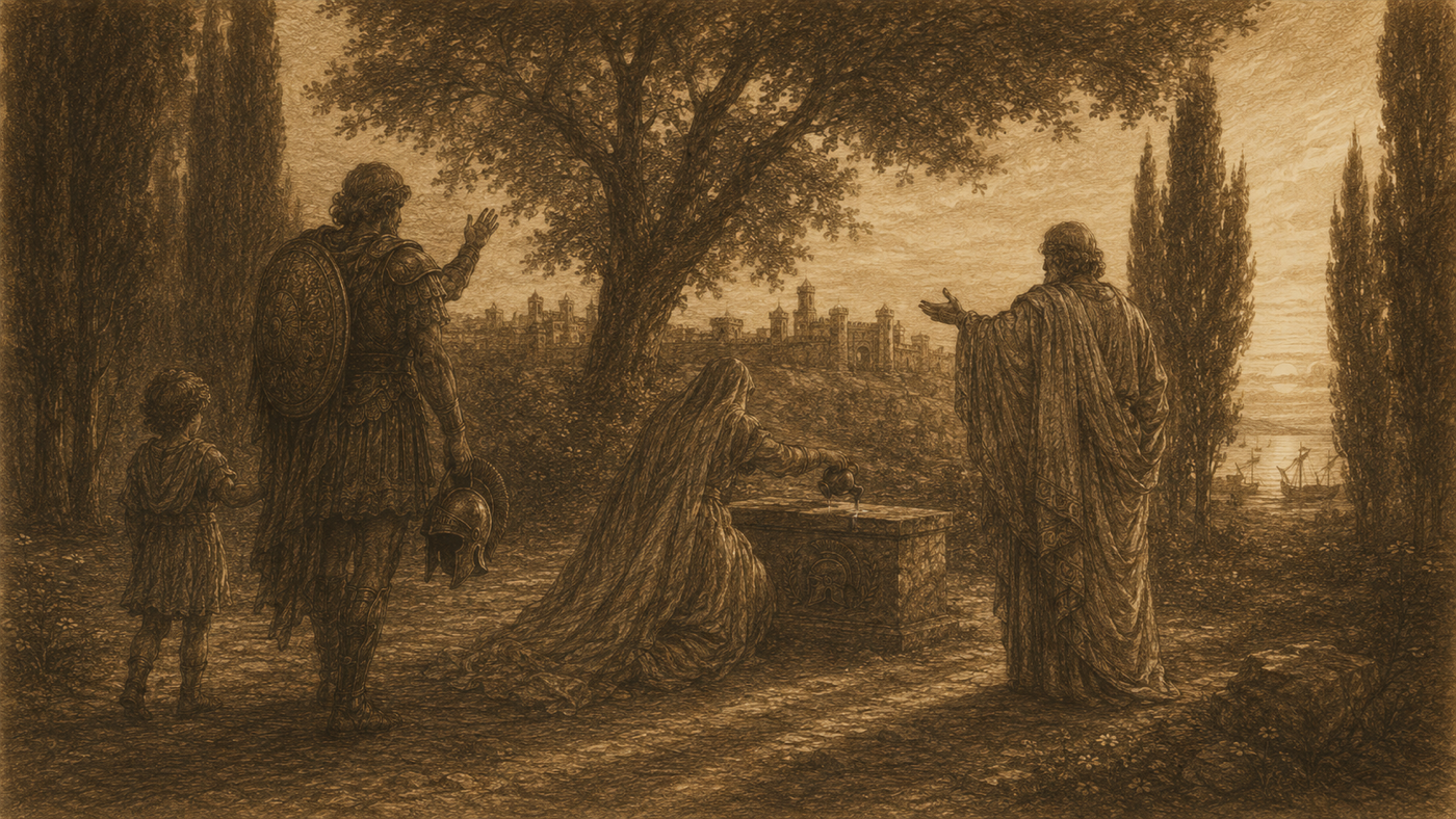 Pen-and-ink: The Wanderings of Aeneas