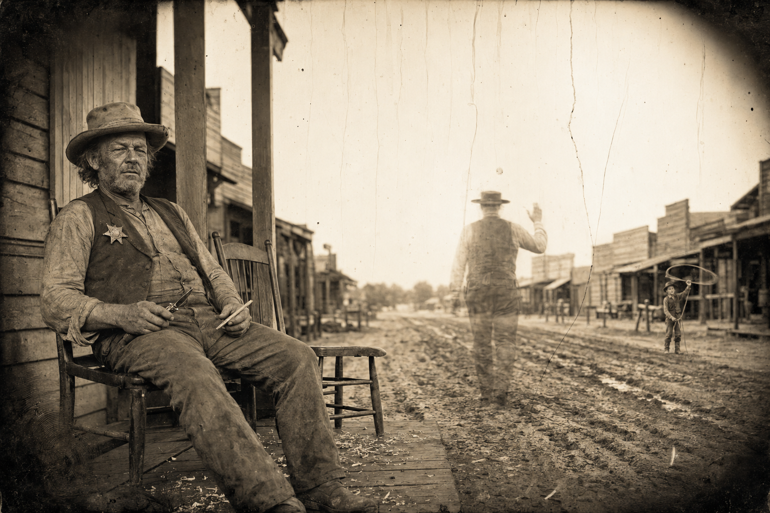 July gives Roscoe a wave and walks off home to a wife he can't read, leaving the deputy whittling on the porch and little Joe roping a stump down the street.