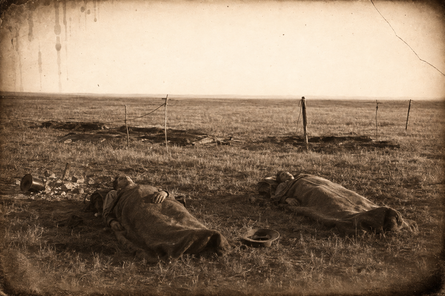First light shows the result — Wilbarger's two hands dead in their blankets, Chick with his head nearly torn loose by a rifle bullet, and no sign of Wilbarger at all.