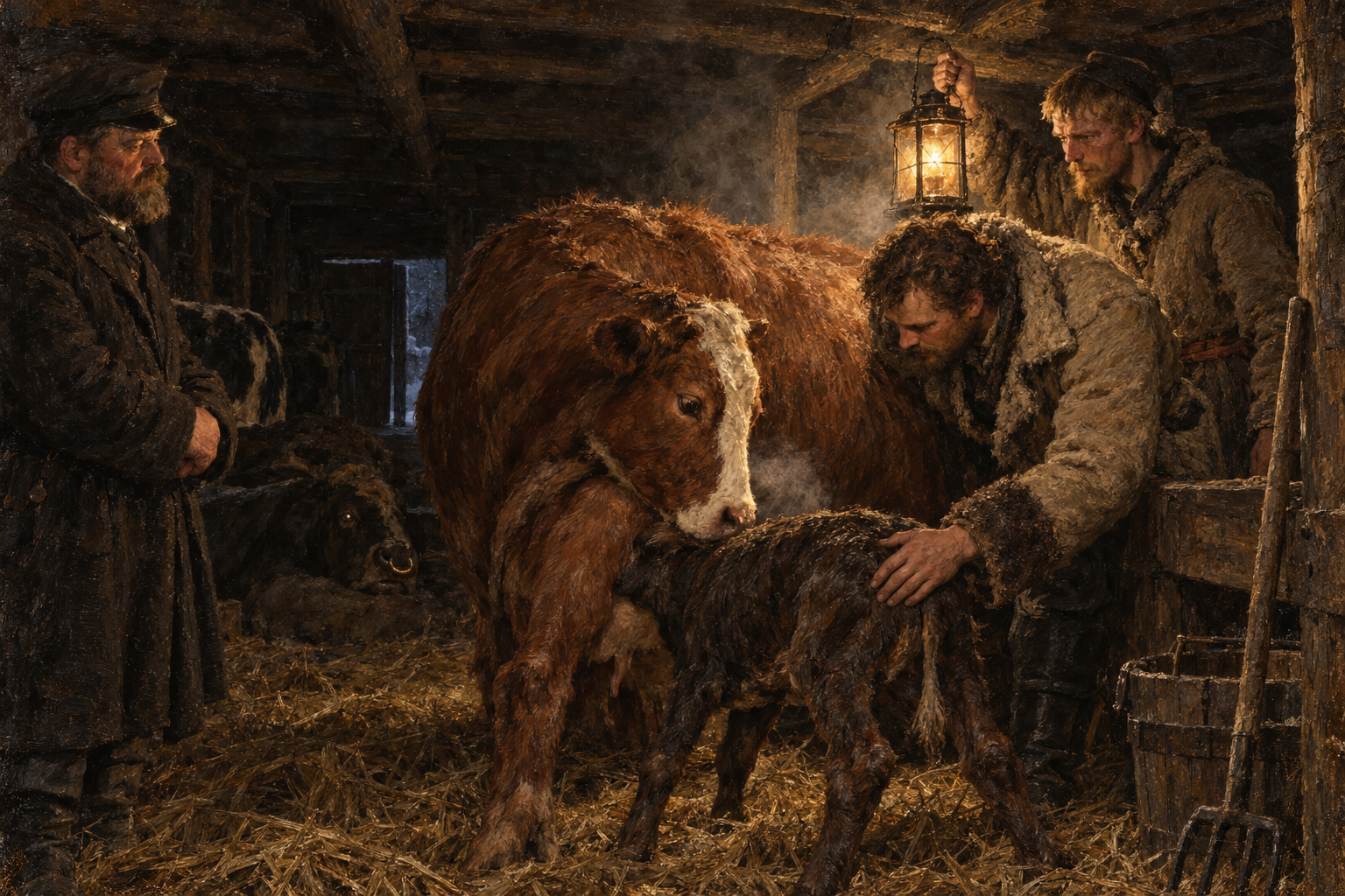 Pava's Calf, by Lantern Light