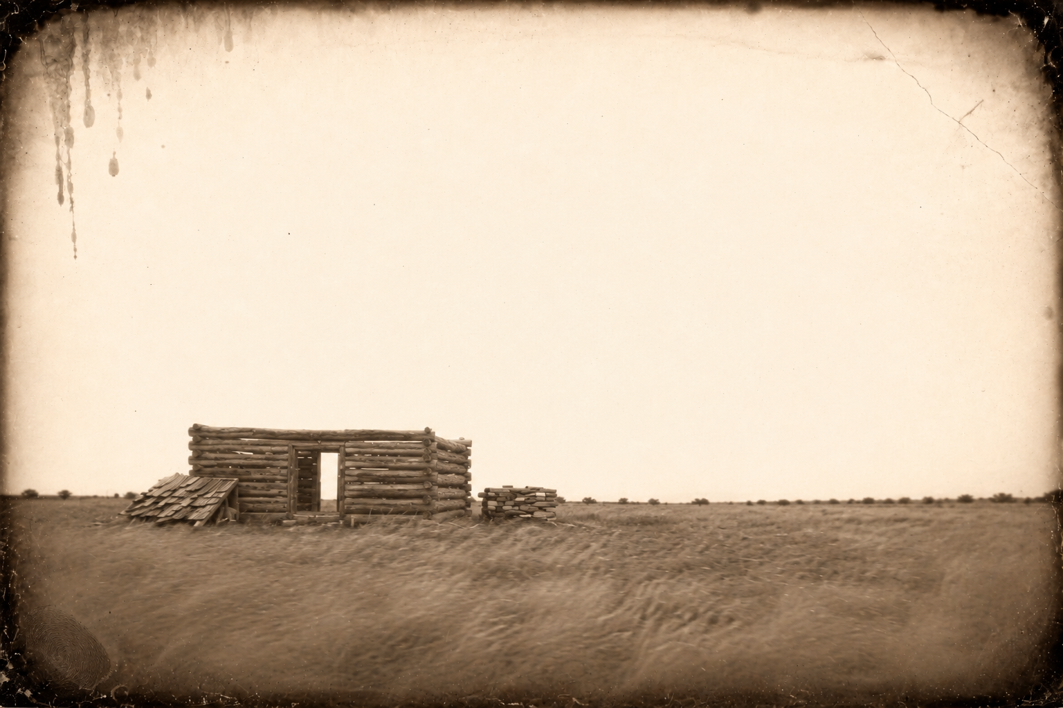 Beyond the Clear Fork of the Brazos, Augustus passes the half-built cabin that settlers abandoned to the Comanches.