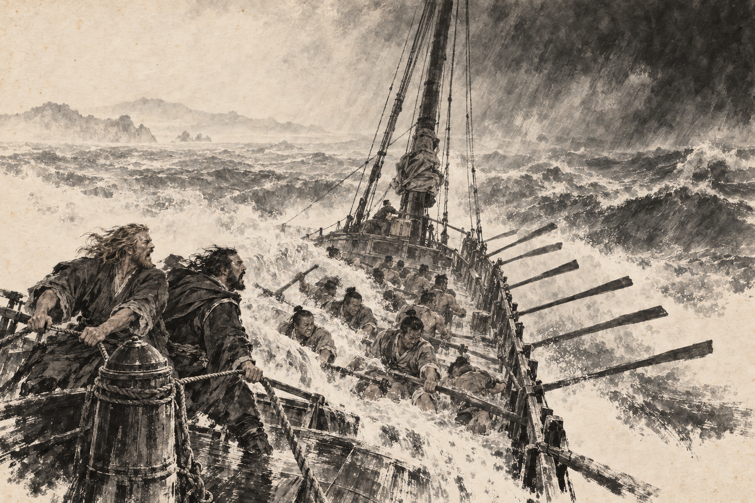 The first comber over the port gunwale