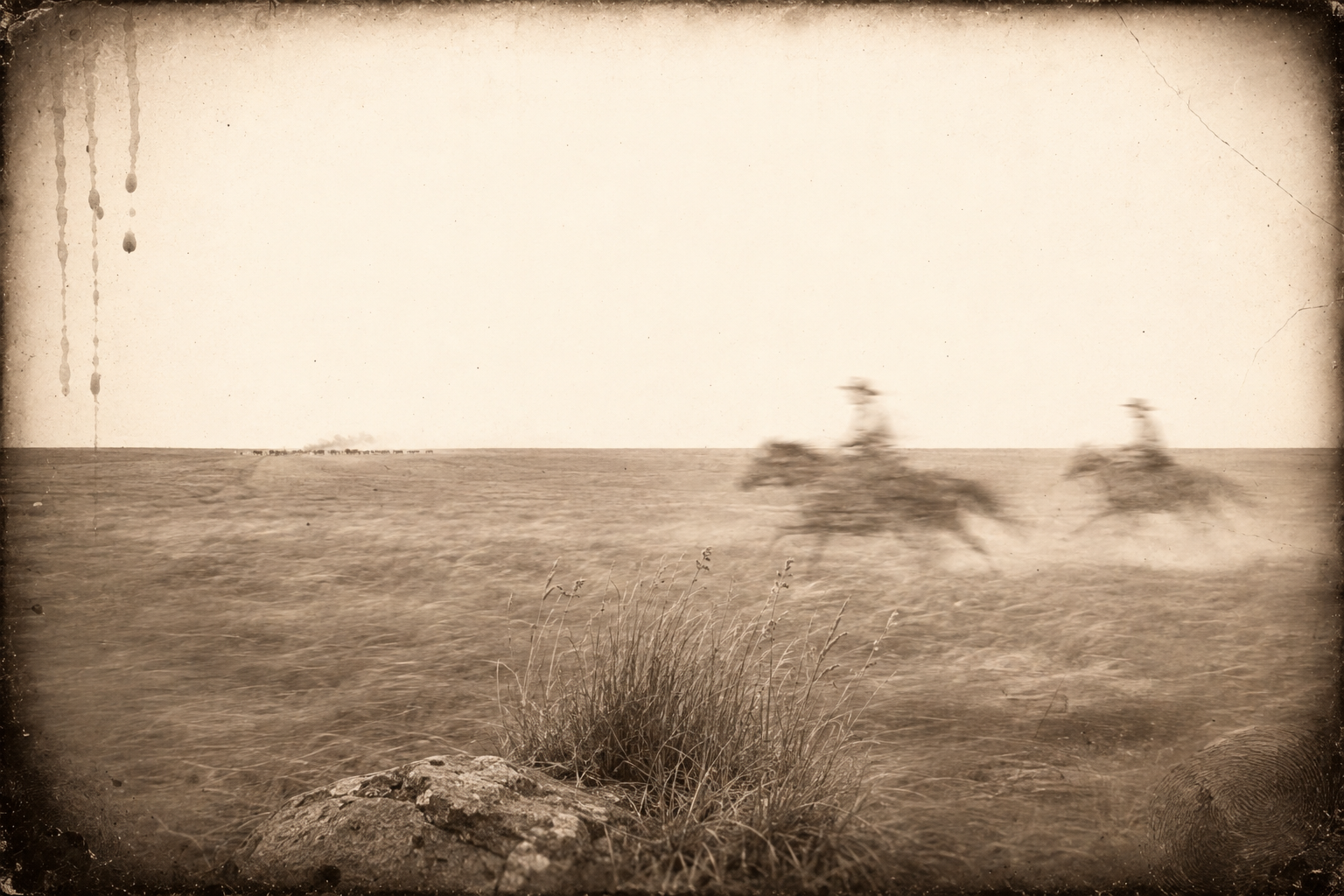 Augustus puts the horses into a lope and the two of them run back over the grassy plains toward cattle that look tiny as ants — Newt glad only that at a lope he does not have to think as much.