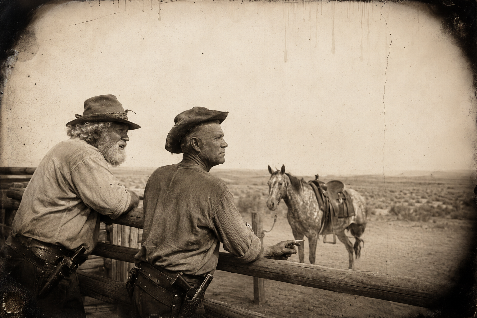 At the fence, with the mare standing saddled on three legs behind him, Call looks north across the dusty flats and tries to reckon how far it is to Montana.