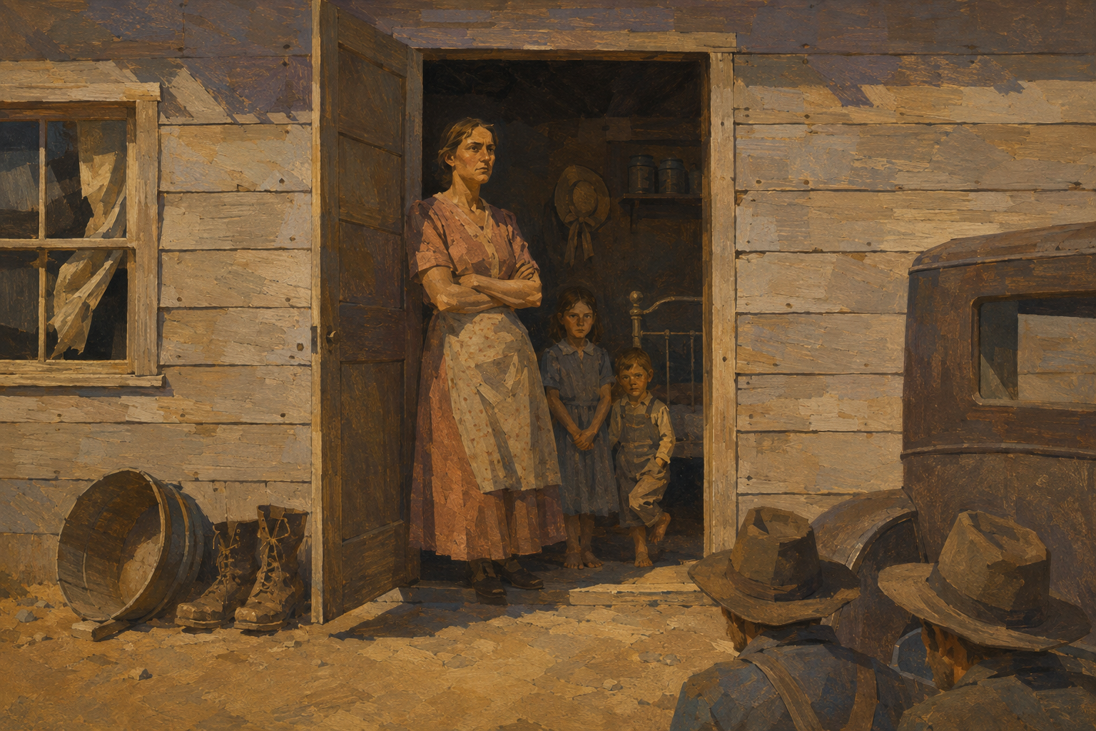 The women and the children in the open door